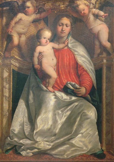 Madonna and Child Crowned by Two Angels, c.1530 by Girolamo Romanino